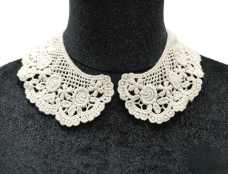 Kids' Cotton Lace Embroidery Collar, Sew-On Floral Peter Pan Collar Applique for Clothing Decoration