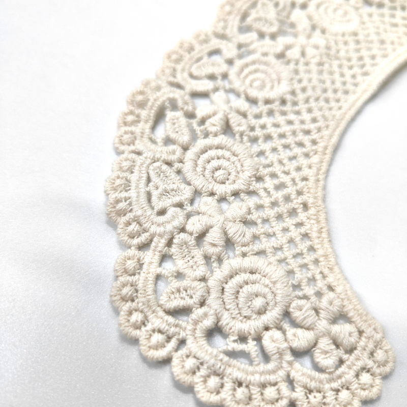 Kids' Cotton Lace Embroidery Collar, Sew-On Floral Peter Pan Collar Applique for Clothing Decoration