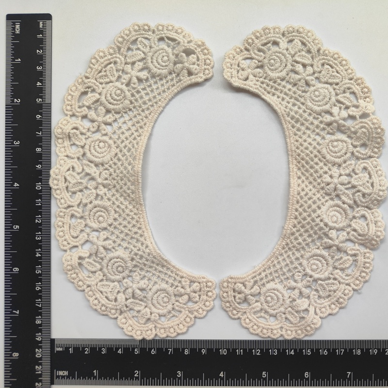 Kids' Cotton Lace Embroidery Collar, Sew-On Floral Peter Pan Collar Applique for Clothing Decoration