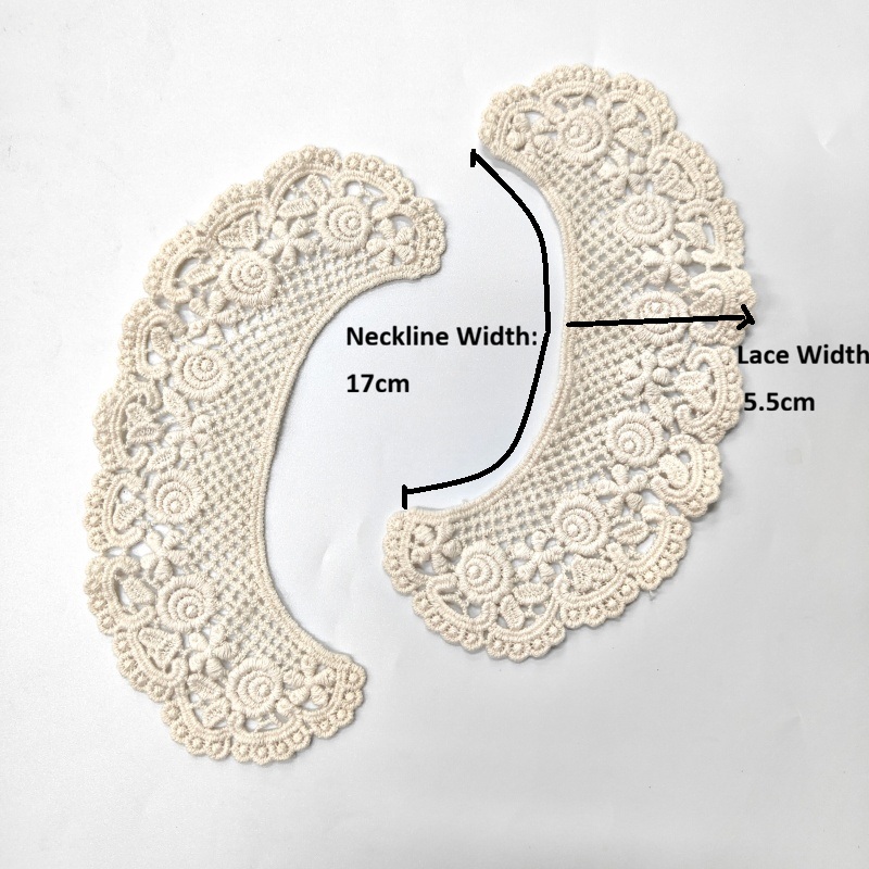 Kids' Cotton Lace Embroidery Collar, Sew-On Floral Peter Pan Collar Applique for Clothing Decoration