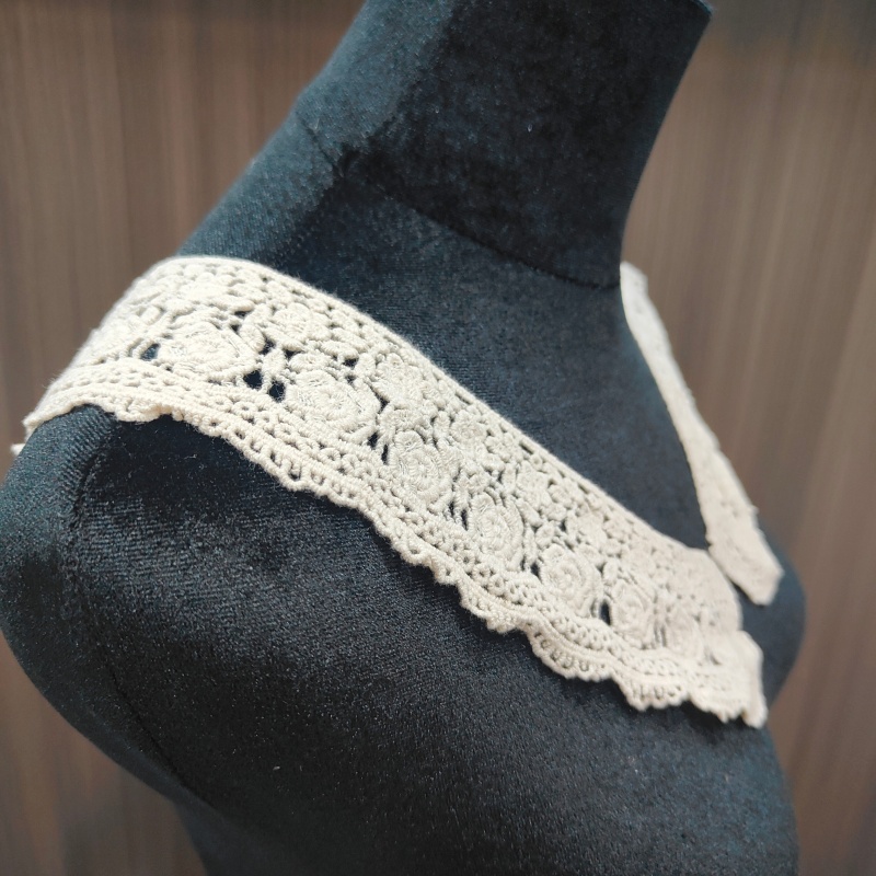 Vintage Rose Cotton Lace Sew-On Fake Collar for Women