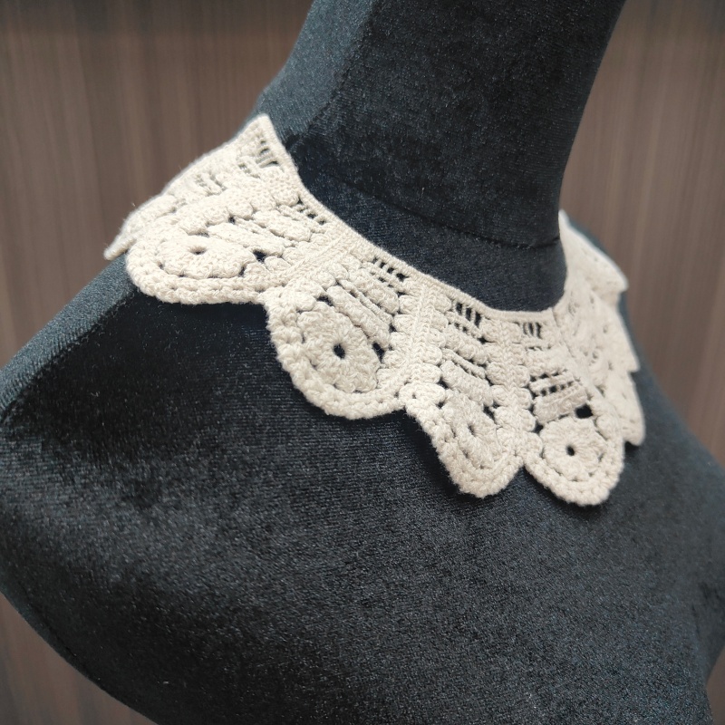 Machine Embroidered Cotton Lace Sew-On Collar for Kids, Decorative Peter Pan Collar for Children's C