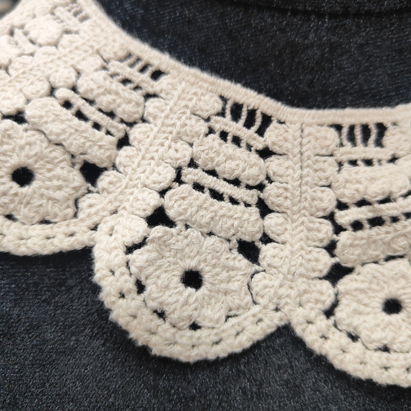 Machine Embroidered Cotton Lace Sew-On Collar for Kids, Decorative Peter Pan Collar for Children's C