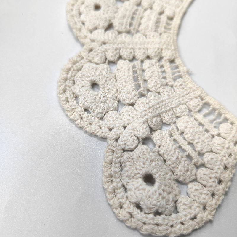 Machine Embroidered Cotton Lace Sew-On Collar for Kids, Decorative Peter Pan Collar for Children's C