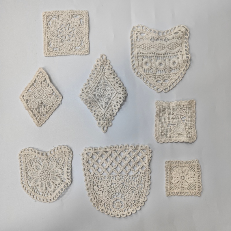 Cotton Thread Embroidered Lace Patches - Sew-On Appliques for Crafts & Decoration
