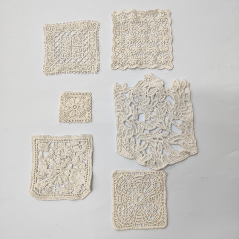 Vintage Cotton Lace Embroidery Patches - Handmade Sew-On Appliques for Clothing DIY