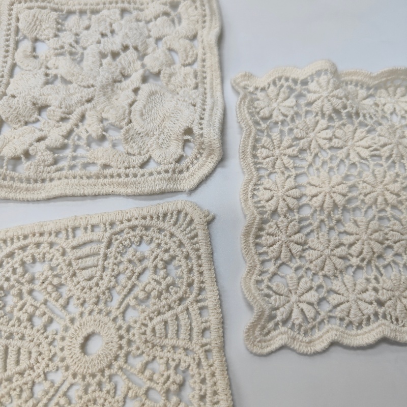 Vintage Cotton Lace Embroidery Patches - Handmade Sew-On Appliques for Clothing DIY