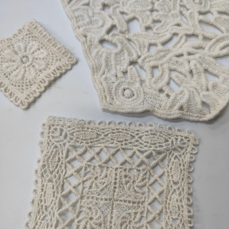 Vintage Cotton Lace Embroidery Patches - Handmade Sew-On Appliques for Clothing DIY