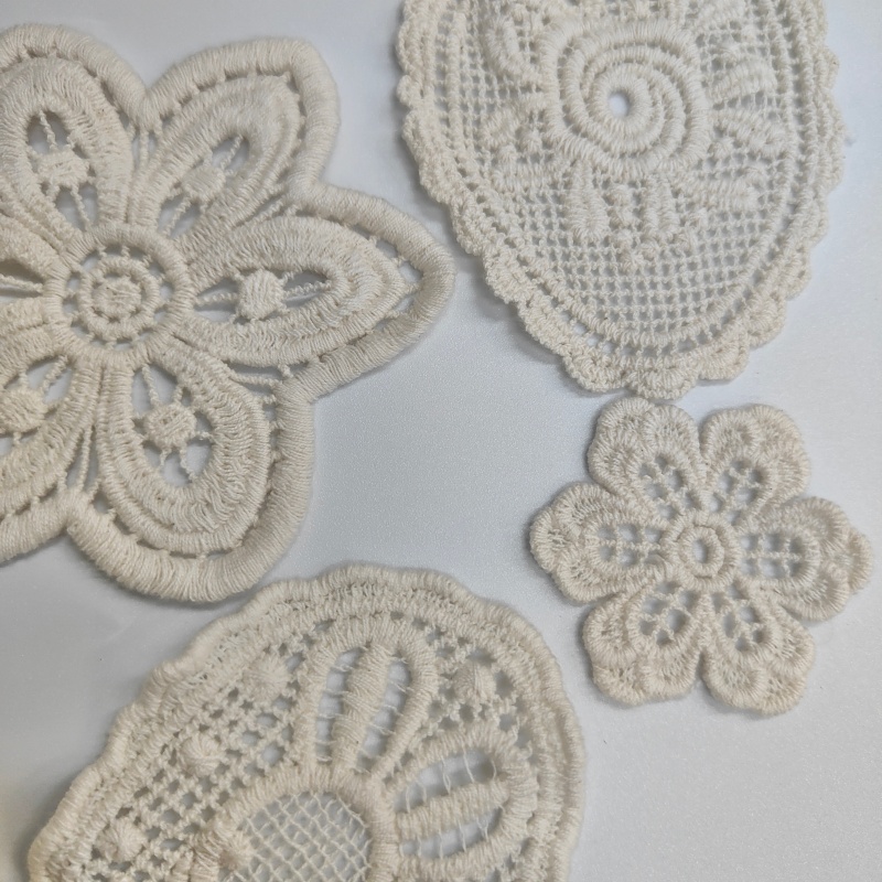 Cotton Lace Embroidery Applique Patches | Vintage Floral Sew-On Decor