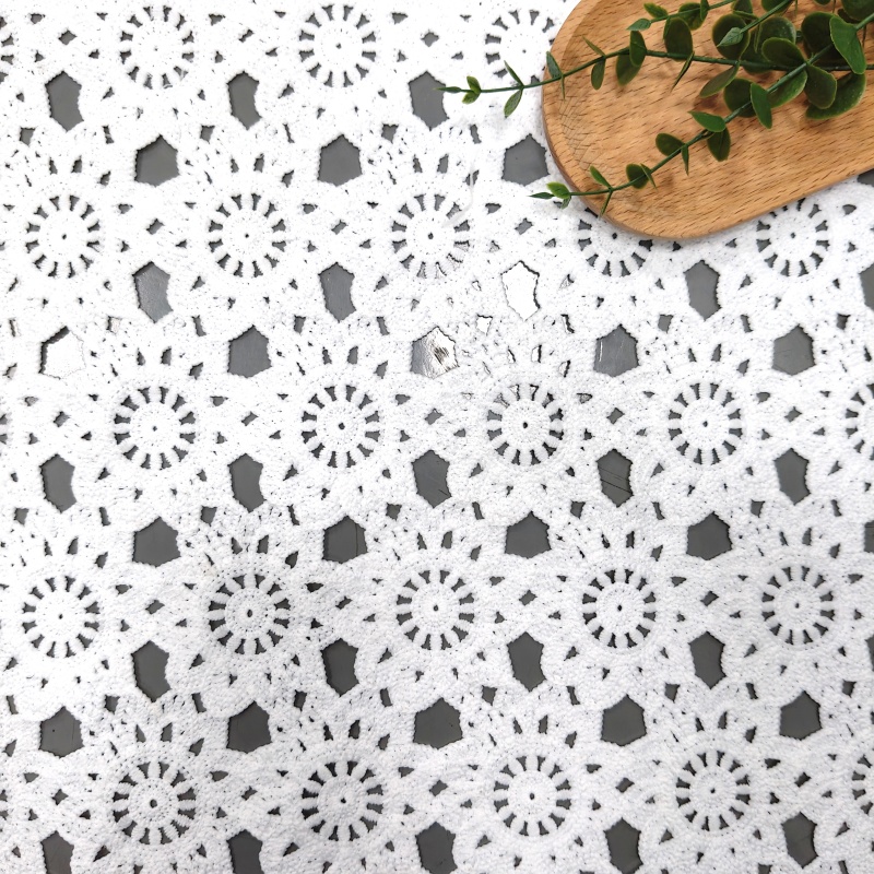 White Milk Silk Full Embroidery Hollow Lace Fabric | DIY for Dress, Tablecloth, Curtain & Home Decor