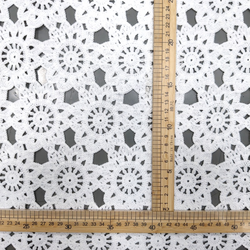White Milk Silk Full Embroidery Hollow Lace Fabric | DIY for Dress, Tablecloth, Curtain & Home Decor