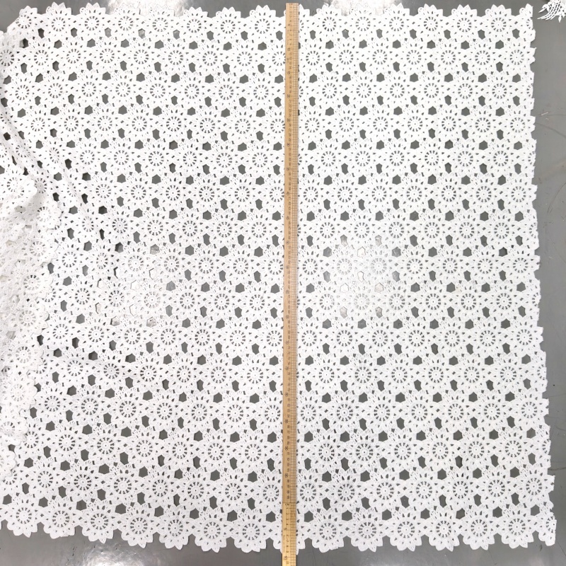 White Milk Silk Full Embroidery Hollow Lace Fabric | DIY for Dress, Tablecloth, Curtain & Home Decor
