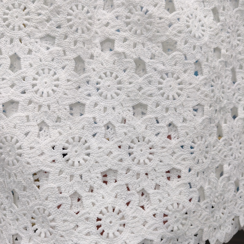 White Milk Silk Full Embroidery Hollow Lace Fabric | DIY for Dress, Tablecloth, Curtain & Home Decor