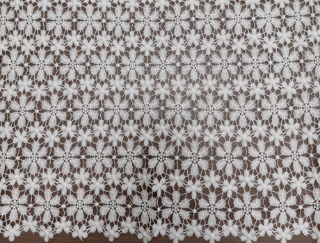 White Milk Silk Hollow Floral Embroidery Lace Fabric Full Grid Pattern Cloth For Dress Tablecloth