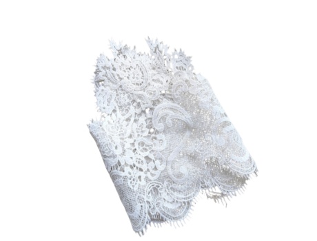 23cm White Milk Silk Eyelash Floral Embroidery Lace Trim | Garment & Home Textile Decorative Lace