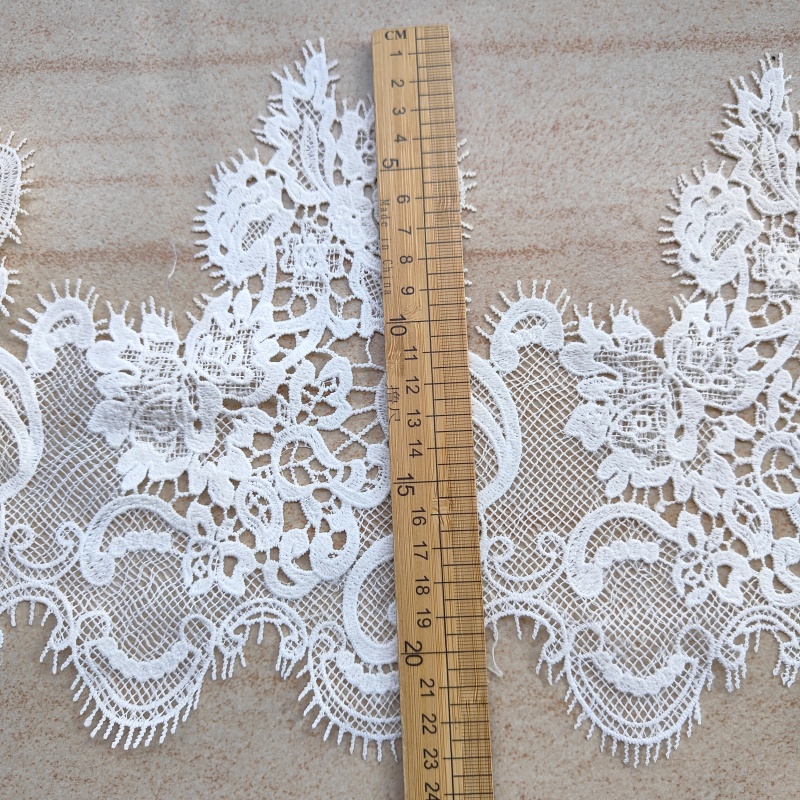 23cm White Milk Silk Eyelash Floral Embroidery Lace Trim | Garment & Home Textile Decorative Lace
