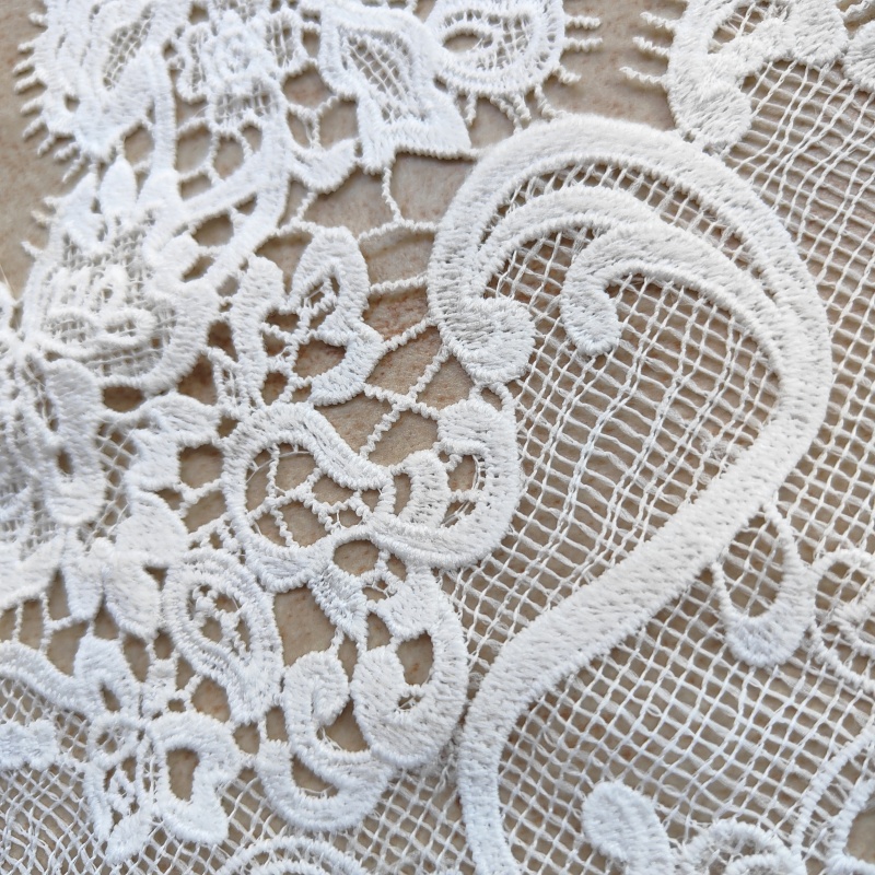 23cm White Milk Silk Eyelash Floral Embroidery Lace Trim | Garment & Home Textile Decorative Lace