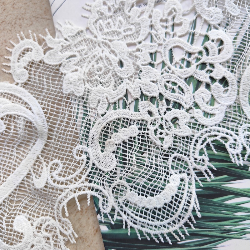 23cm White Milk Silk Eyelash Floral Embroidery Lace Trim | Garment & Home Textile Decorative Lace