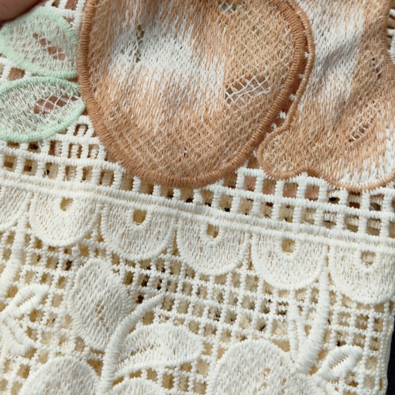Milk Silk Fruit Embroidery Mesh Lace Trim 36cm Wide