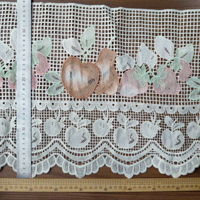 Milk Silk Fruit Embroidery Mesh Lace Trim 36cm Wide