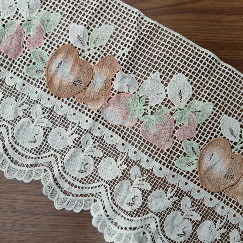 Milk Silk Fruit Embroidery Mesh Lace Trim 36cm Wide