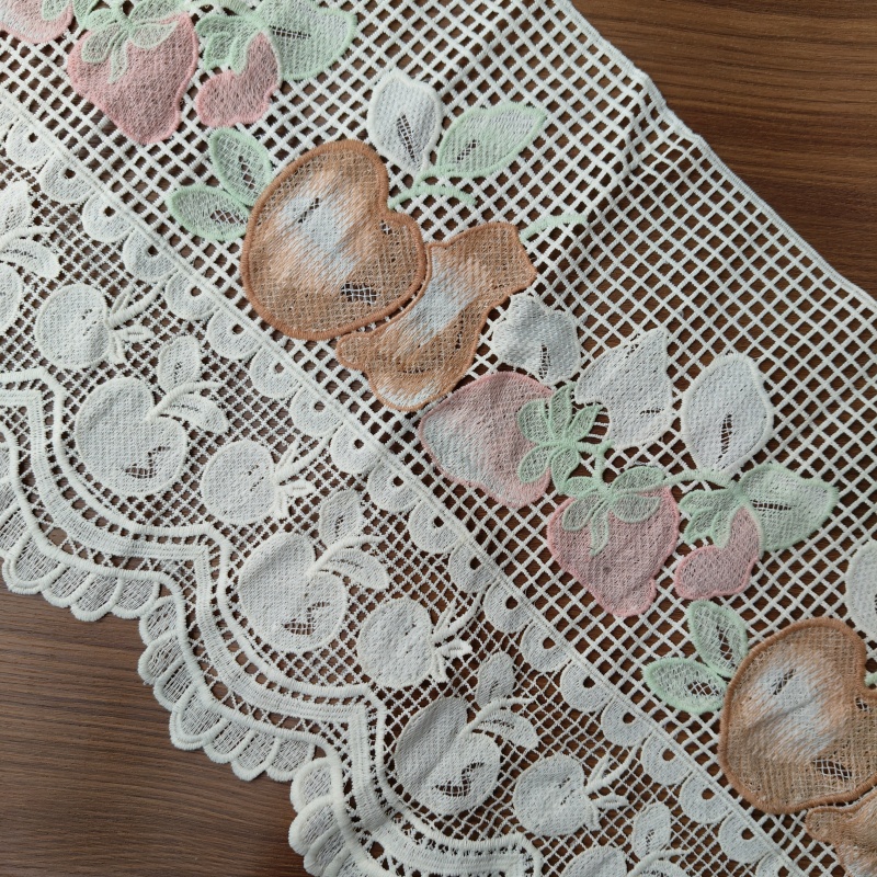 Milk Silk Fruit Embroidery Mesh Lace Trim 36cm Wide