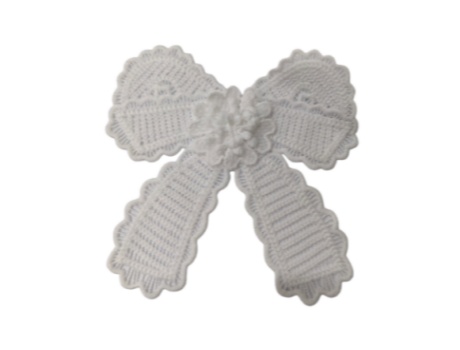 White 3D Floral Crochet Lace Bow Applique Water Soluble Embroidery Patch For Wedding Dress Hair Acce