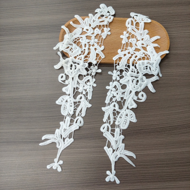Embroidery Floral Lace Trims, Black White Hollow‑Cut Flower Applique for Cuffs Collar Pants Decor