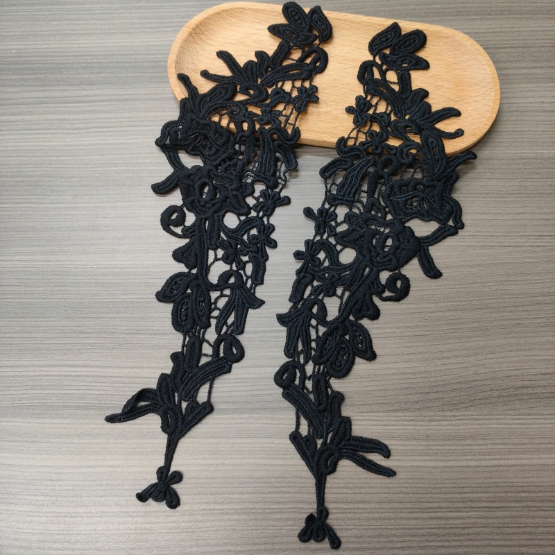 Embroidery Floral Lace Trims, Black White Hollow‑Cut Flower Applique for Cuffs Collar Pants Decor