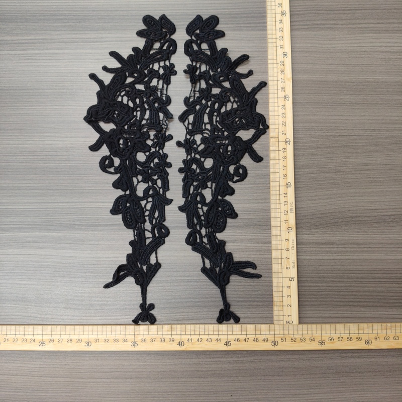 Embroidery Floral Lace Trims, Black White Hollow‑Cut Flower Applique for Cuffs Collar Pants Decor