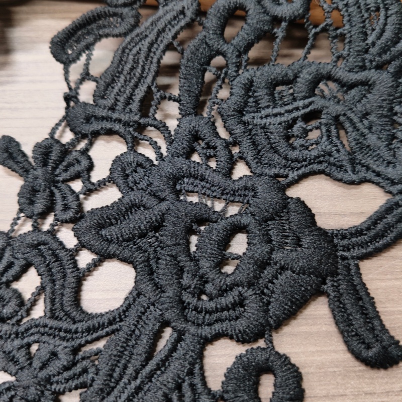 Embroidery Floral Lace Trims, Black White Hollow‑Cut Flower Applique for Cuffs Collar Pants Decor