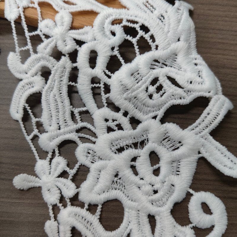 Embroidery Floral Lace Trims, Black White Hollow‑Cut Flower Applique for Cuffs Collar Pants Decor
