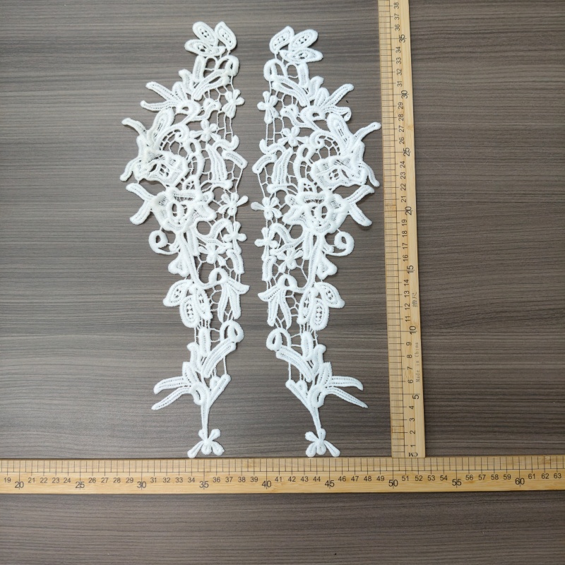 Embroidery Floral Lace Trims, Black White Hollow‑Cut Flower Applique for Cuffs Collar Pants Decor