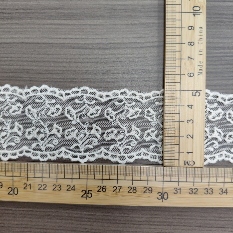 5cm Wide Apricot Mesh Cotton Thread Embroidery Lace Trim Floral Tulle Lace Ribbon For Dress Sewing 