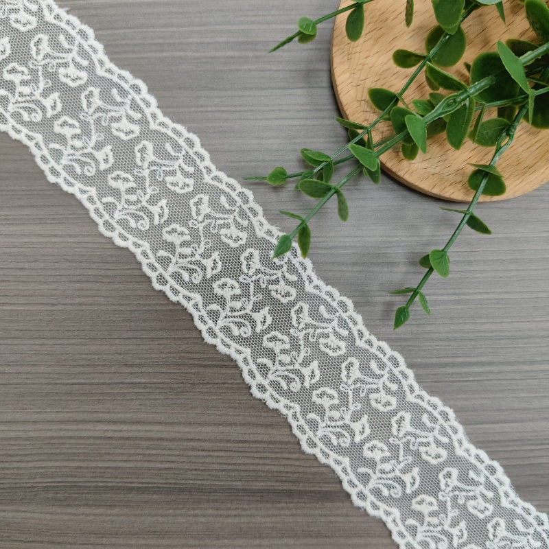 5cm Wide Apricot Mesh Cotton Thread Embroidery Lace Trim Floral Tulle Lace Ribbon For Dress Sewing 
