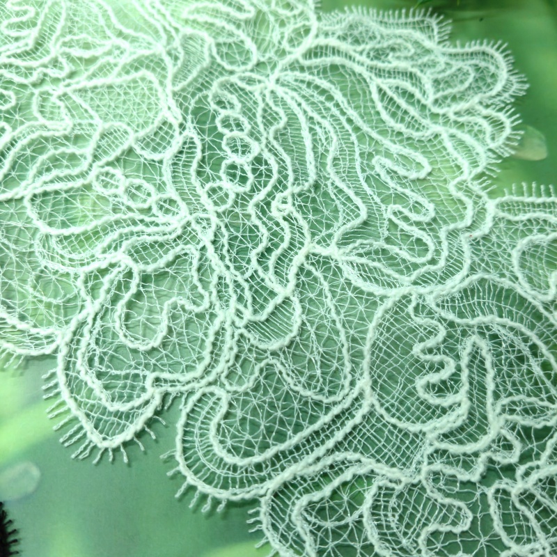 Eyelash Floral Lace Trim, Fish Thread Embroidered Wide Scalloped Lace Border for Dress Lingerie Sewi