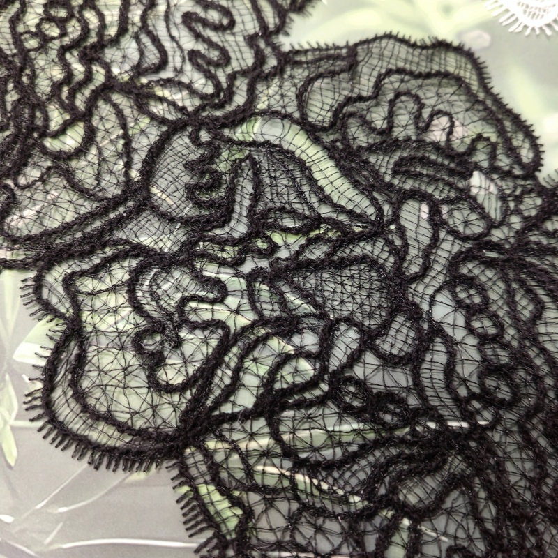 Eyelash Floral Lace Trim, Fish Thread Embroidered Wide Scalloped Lace Border for Dress Lingerie Sewi