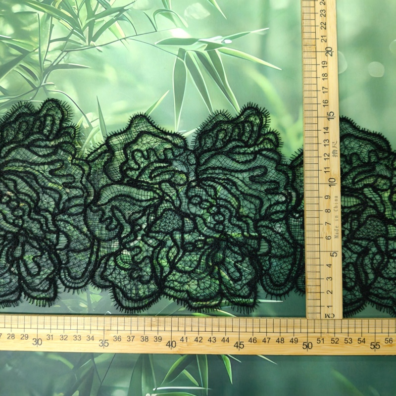 Eyelash Floral Lace Trim, Fish Thread Embroidered Wide Scalloped Lace Border for Dress Lingerie Sewi