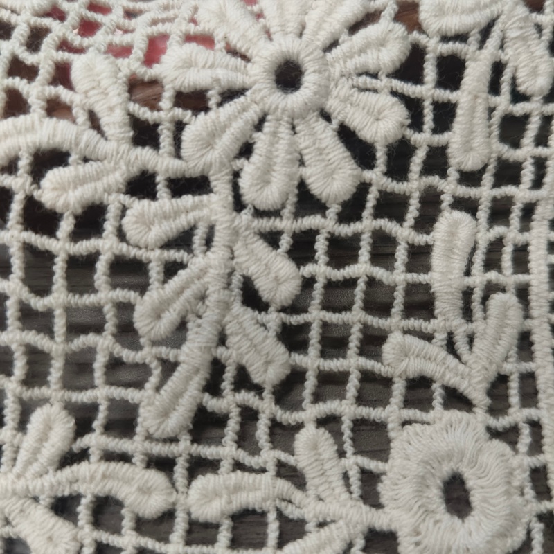 Beige Cotton Lace Applique Fake Pocket Embroidered Patch for Clothing Sew‑on Decoration