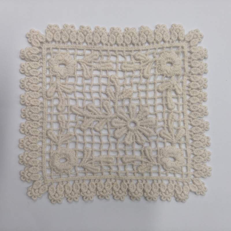 Beige Cotton Lace Applique Fake Pocket Embroidered Patch for Clothing Sew‑on Decoration