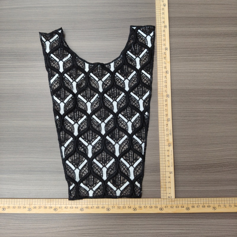 Black White Contrast Hollow Lace Collar Applique Sew‑on Embroidered Neckline Patch