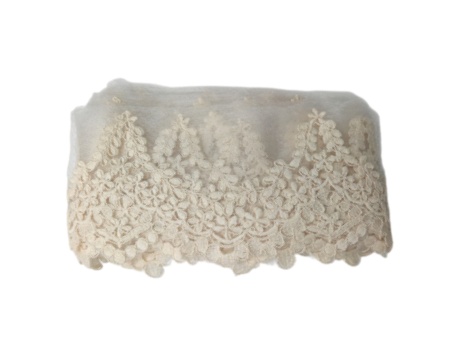 Apricot Cotton Rope Embroidery Lace Trim Tulle Mesh Fabric For Clothing DIY Sewing