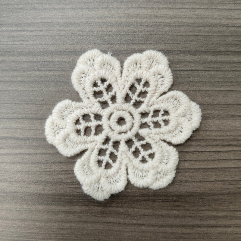 Vintage Hollow Lace Flower Applique Off‑White Embroidery Patch For Dress Garment Decoration