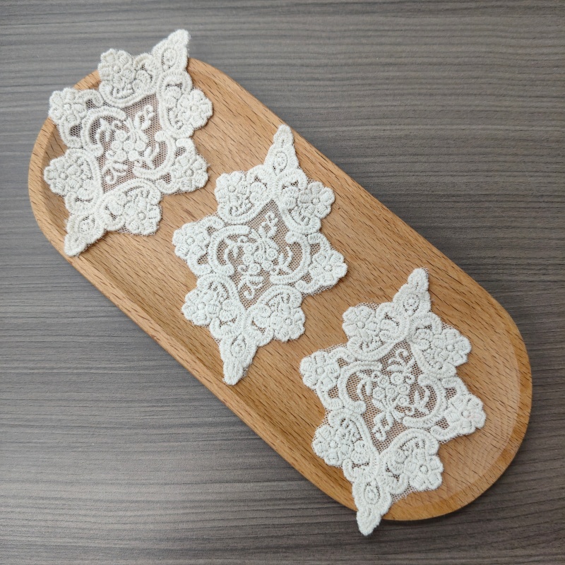 Vintage Rhombus Lace Applique Off‑White Embroidery Patch For Clothing Dress Decoration