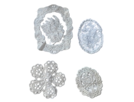 Vintage Cotton Lace Embroidery Applique Patches, Floral Motif for Sewing Crafts