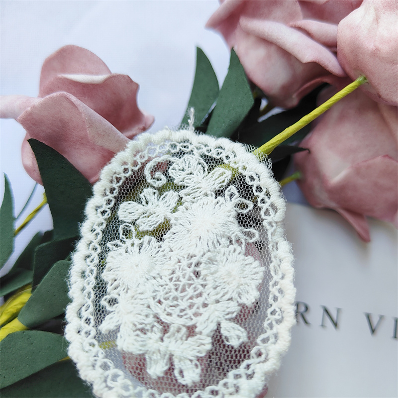 Vintage Cotton Lace Embroidery Applique Patches, Floral Motif for Sewing Crafts