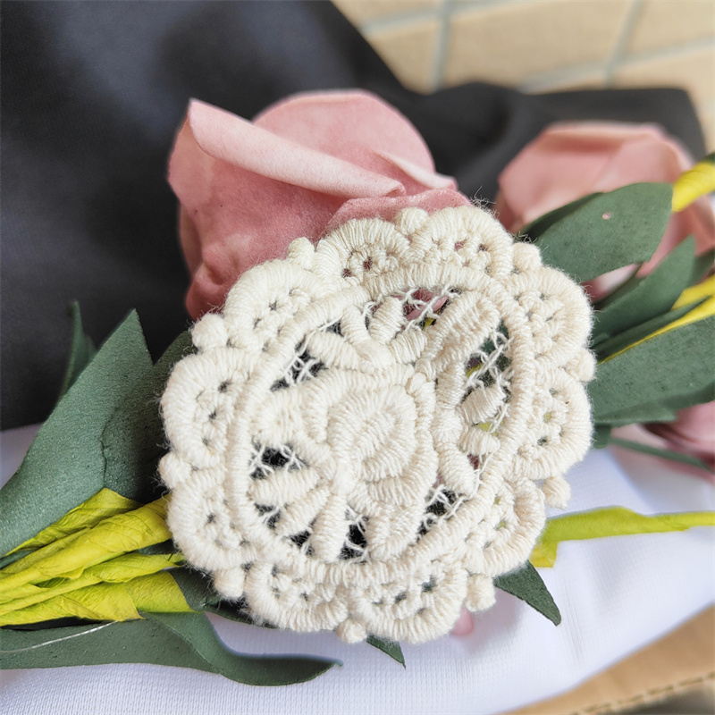Vintage Cotton Lace Embroidery Applique Patches, Floral Motif for Sewing Crafts