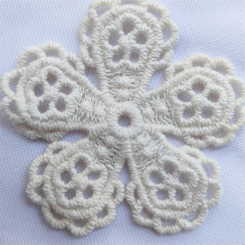 Vintage Cotton Lace Embroidery Applique Patches, Floral Motif for Sewing Crafts