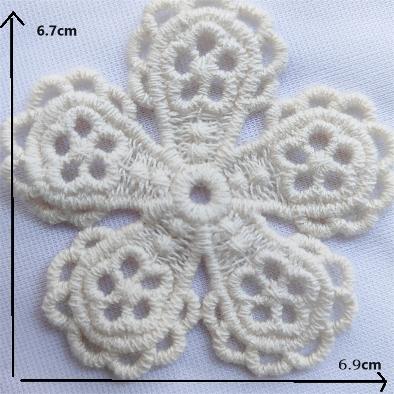 Vintage Cotton Lace Embroidery Applique Patches, Floral Motif for Sewing Crafts