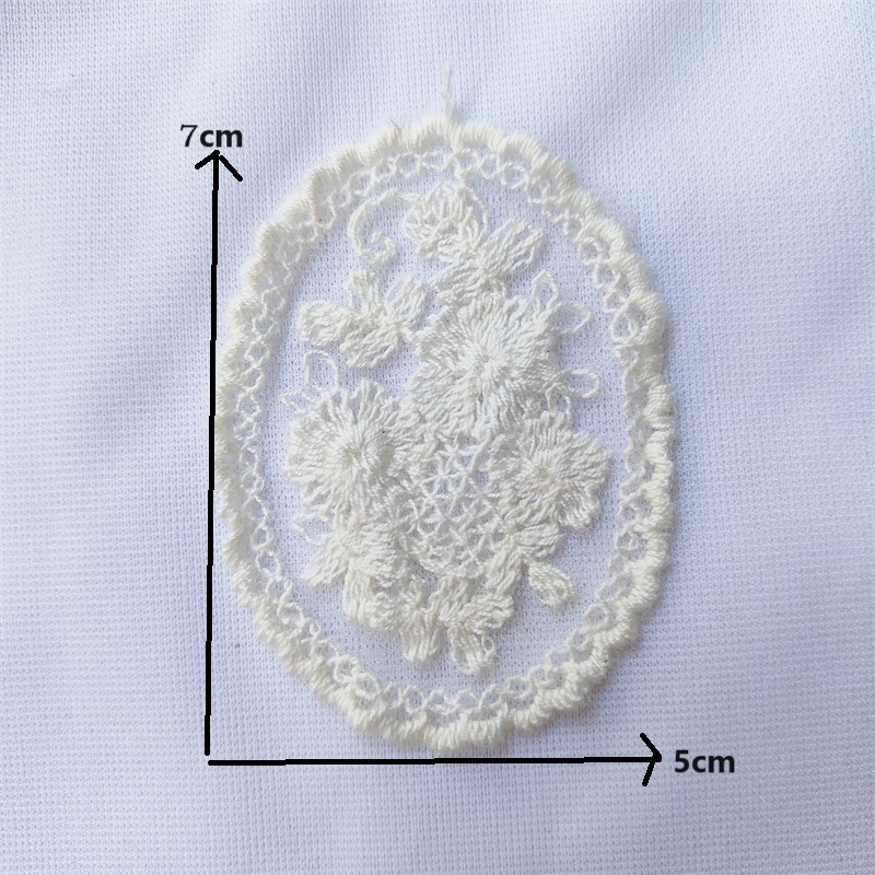 Vintage Cotton Lace Embroidery Applique Patches, Floral Motif for Sewing Crafts